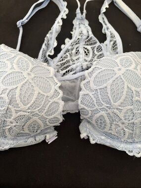 Victoria's Secret Light Blue Lace Push-Up Bra with Racerback